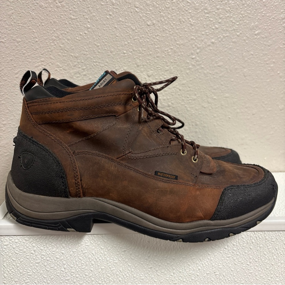 Ariat Men's ATS Terrain Distressed Brown Black Lace Up Waterproof Boots Sz 12EE